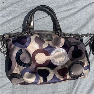 Purple and gray coach tote
